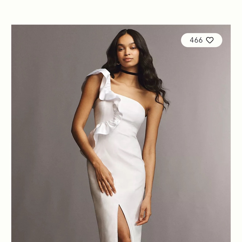 BHLDN White Asymmetrical Ruffled Sheath Dress